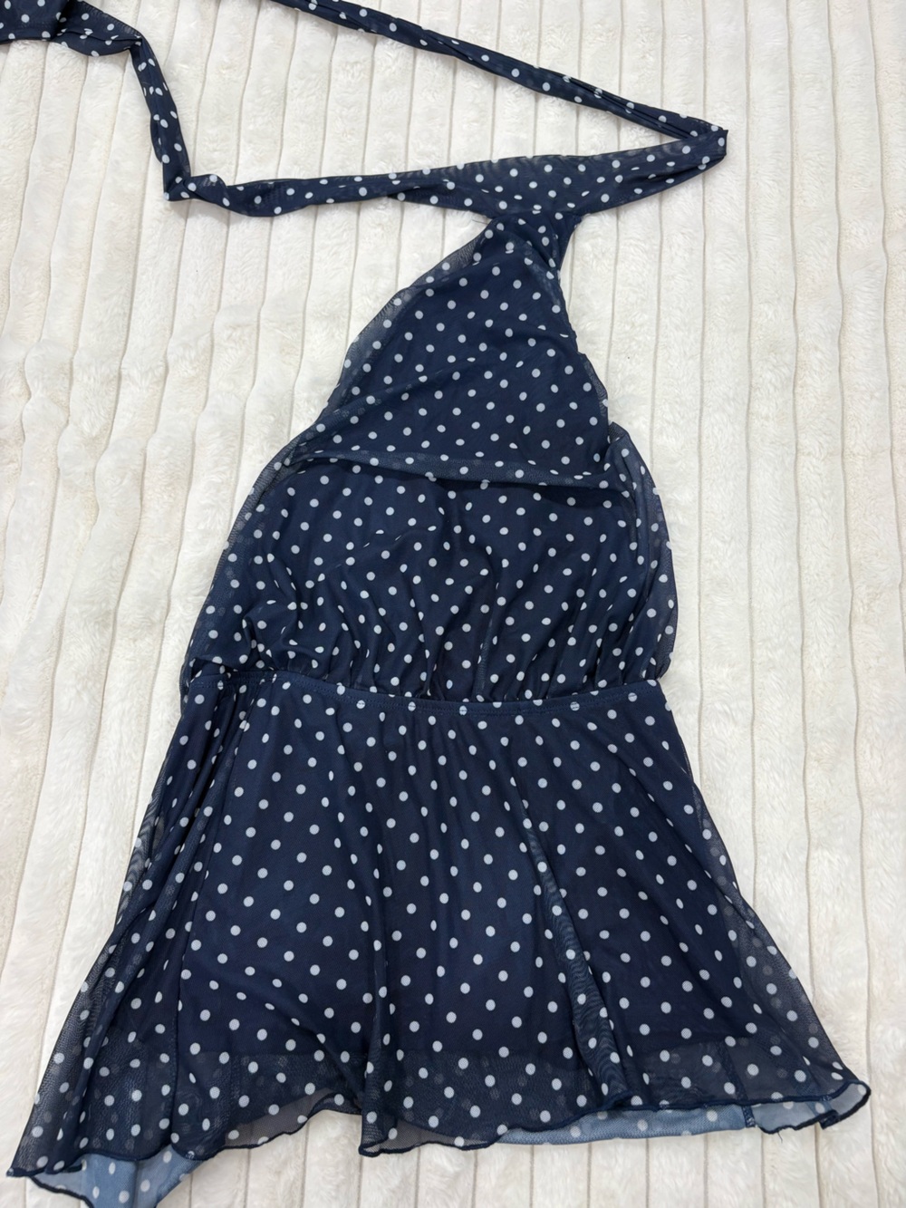 SHEIN Navy Blue Polka Dot Halter Romper